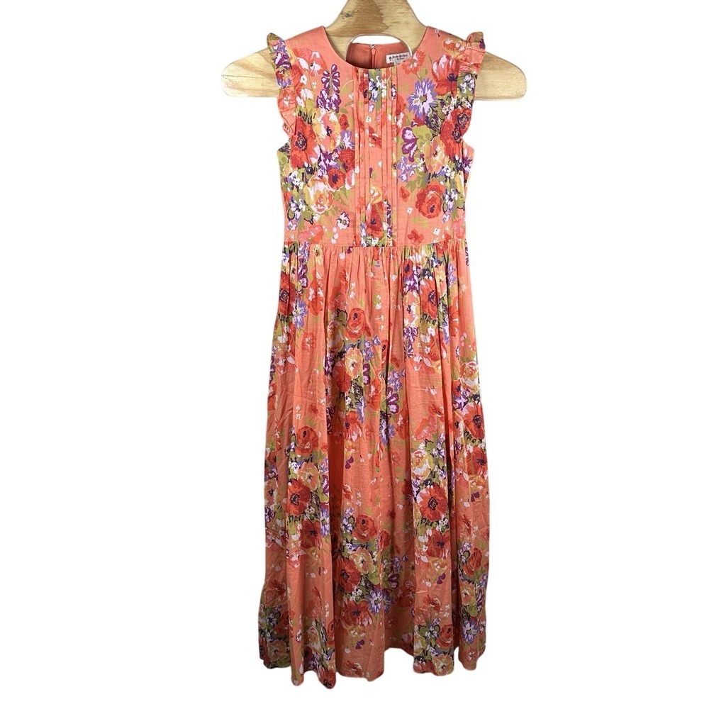 Brooks Brothers Red Fleece Floral Maxi Dress Womens 10 Cotton Ruffle Cottagecore
